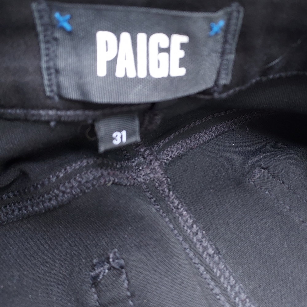 Paige Anessa Wide Leg Denim Jean Size 31 Ankle Black Coated - Picture 13 of 15